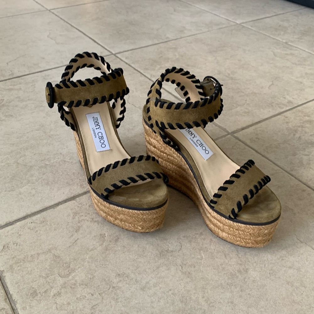 Jimmy Choo suede espadrille sandals, size 5 1/2